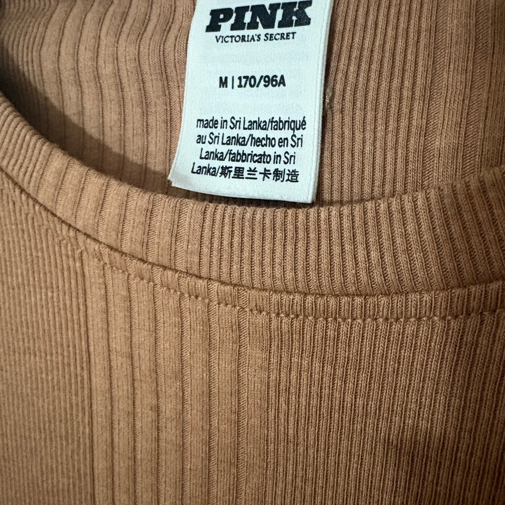 Pink Ribbed Tan Women's Top - Picture 2 of 4